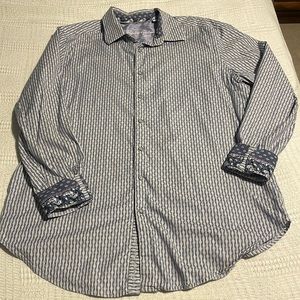 Robert Graham Multicolor Striped Embroidered Flip Cuff Shirt